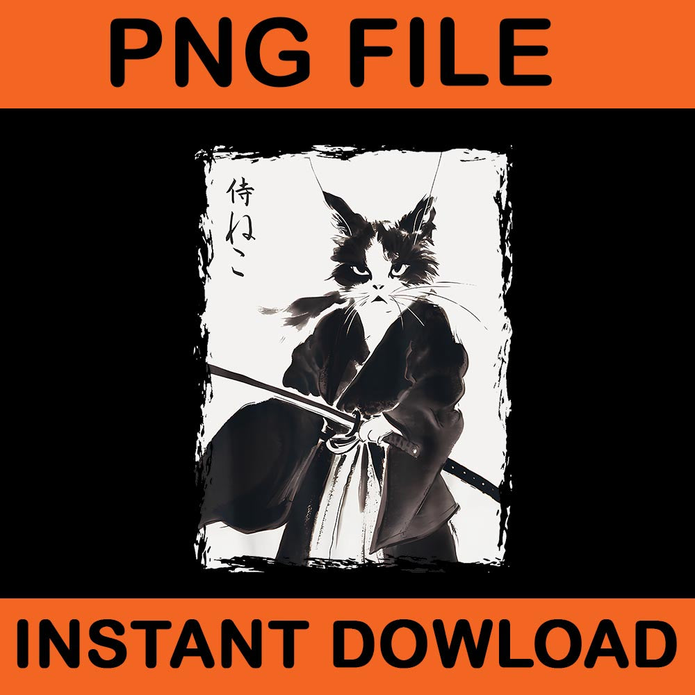 Samurai Cat Vintage Ukiyo e Cool Warrior Cat Japanese Art PNG ...