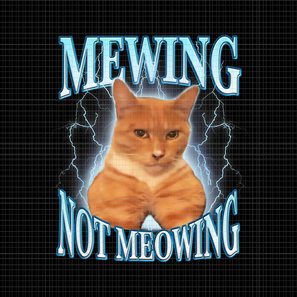 Cat Meme Mewing LooksMax Png, Meowing Cat Trend Png, Mewing Not Meowin