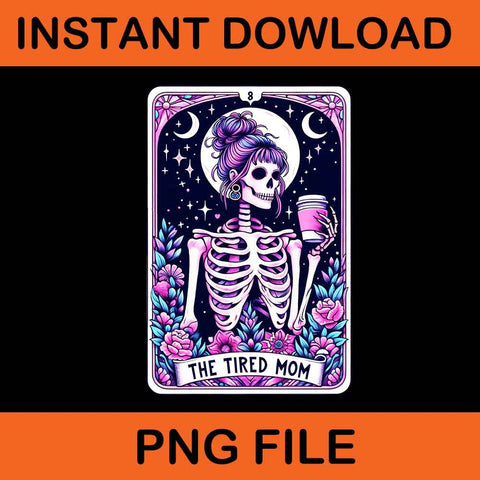 The Tired Mom Skeleton Tarot Card PNG