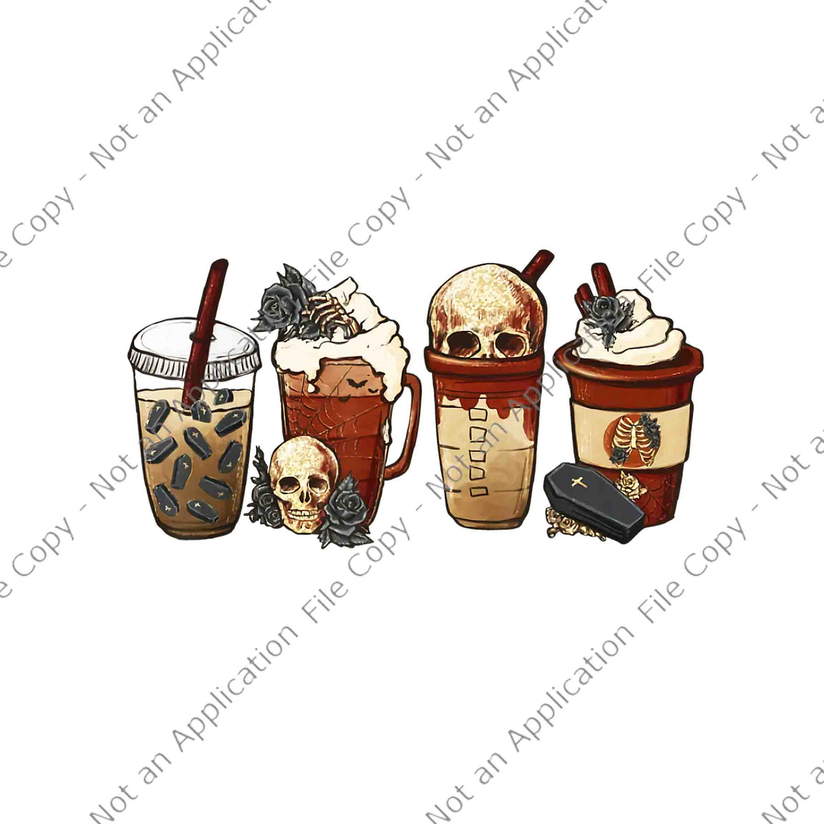 Horror Fall Coffee Pumpkin Spice Latte Iced Halloween Png, Horror Coff ...