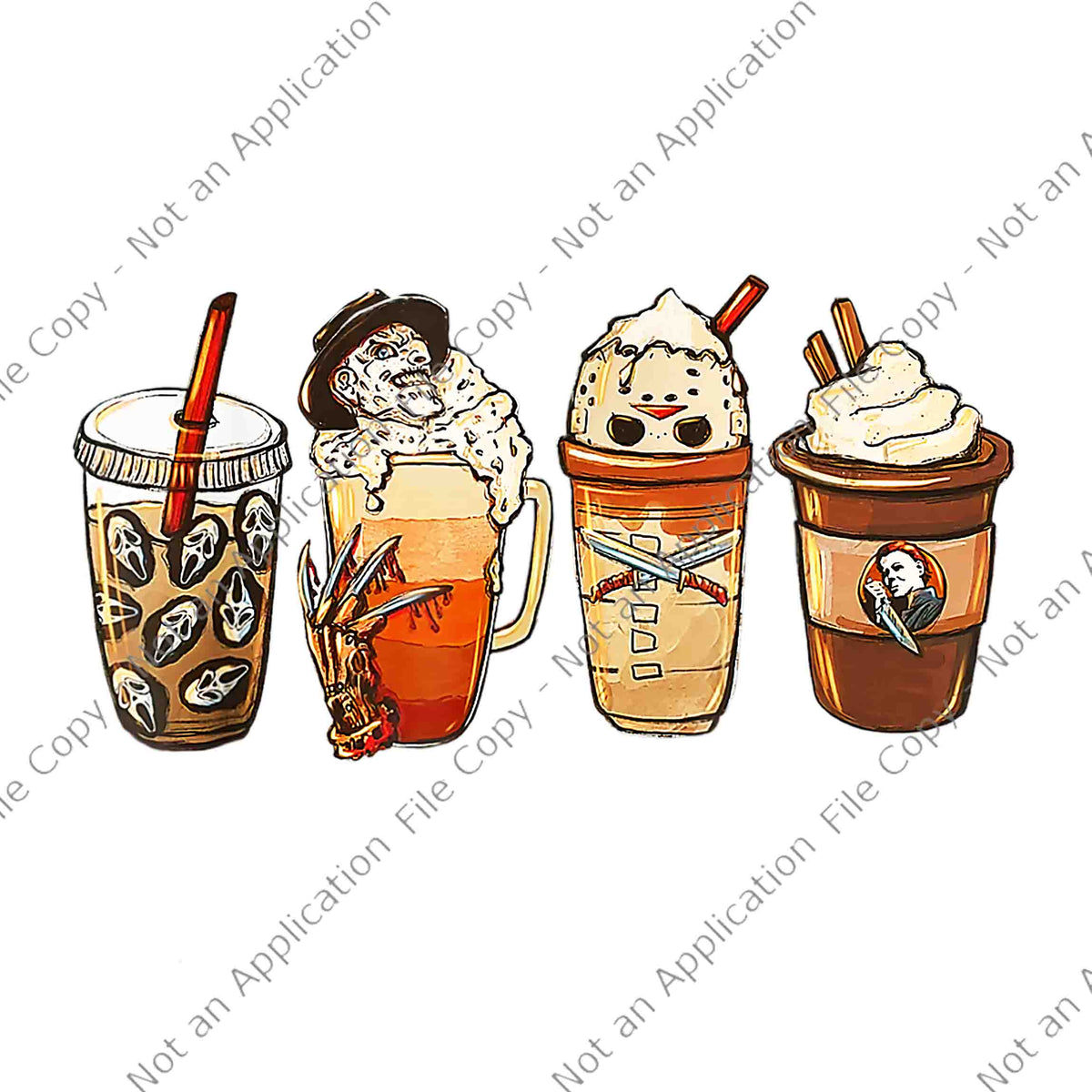 Horror Fall Coffee Pumpkin Spice Latte Iced Autumn Halloween Png, Horr ...