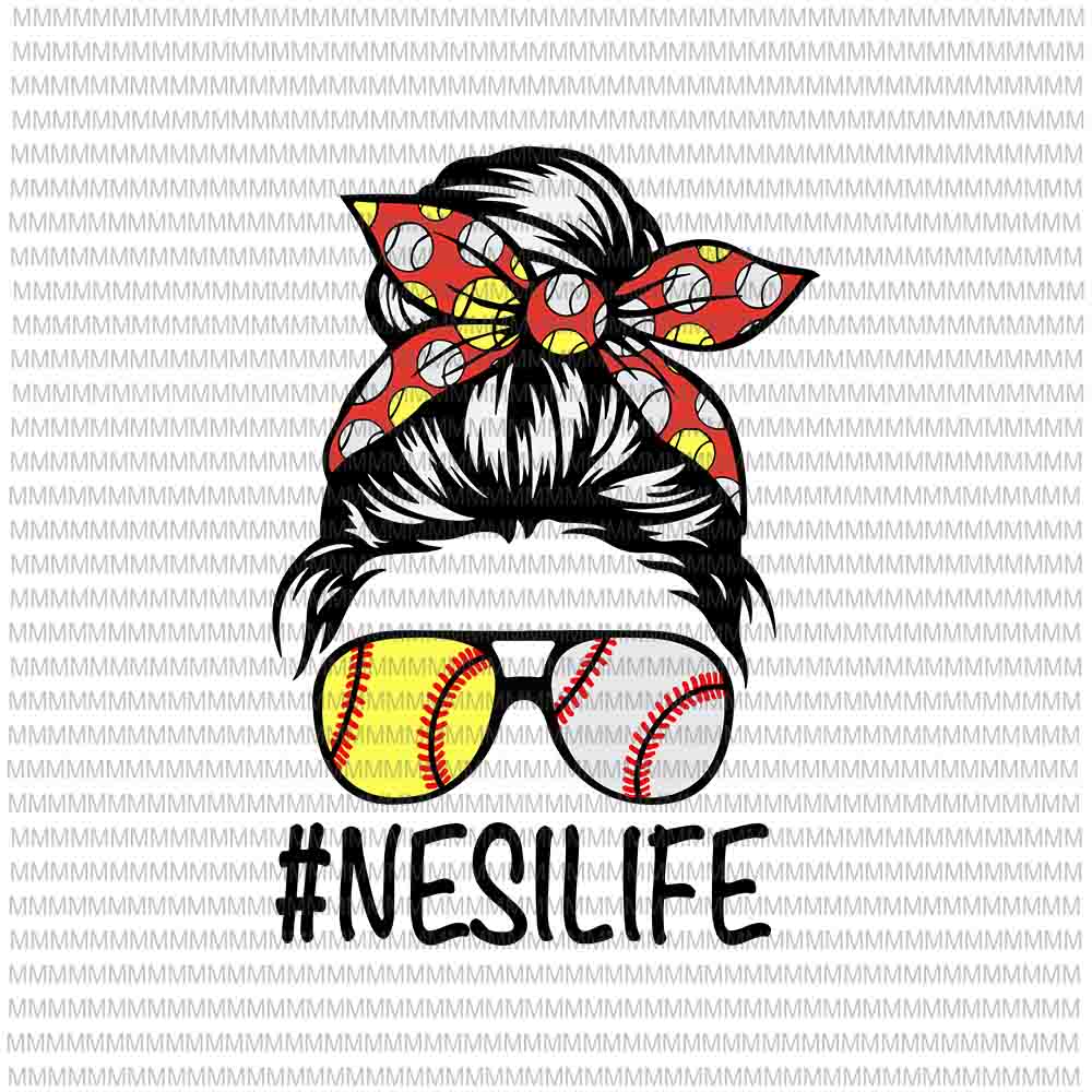 Mom Life Baseball SVG PNG Funny Messy Bun Baseball Mom SVG Files