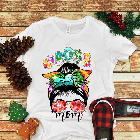 Boss Mom Colorful Png, Boss Mom Tie Dye Png