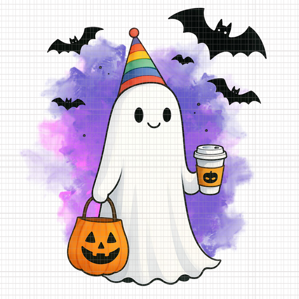 Ghost Coffee PNG, Halloween Cute Ghost Coffee PNG, Trendy Bougie Boo PNG, Ghost Spooky Vibes PNG, Cute Ghost PNG