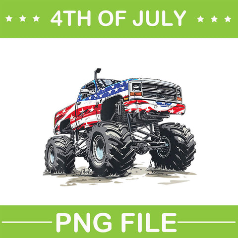 Monster Truck American Flag PNG, Monster Truck 4th Of July PNG