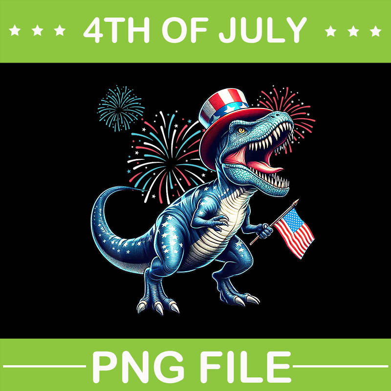 Dinosaur 4th of July PNG, Dino T Rex 4TH Of July PNG