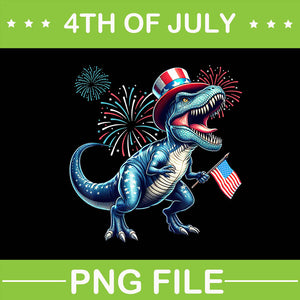 Dinosaur 4th of July PNG, Dino T Rex 4TH Of July PNG