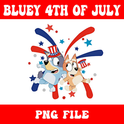 4th Of July Bluey PNG, Red White Bluey PNG, Bluey And Bingo Flag PNG