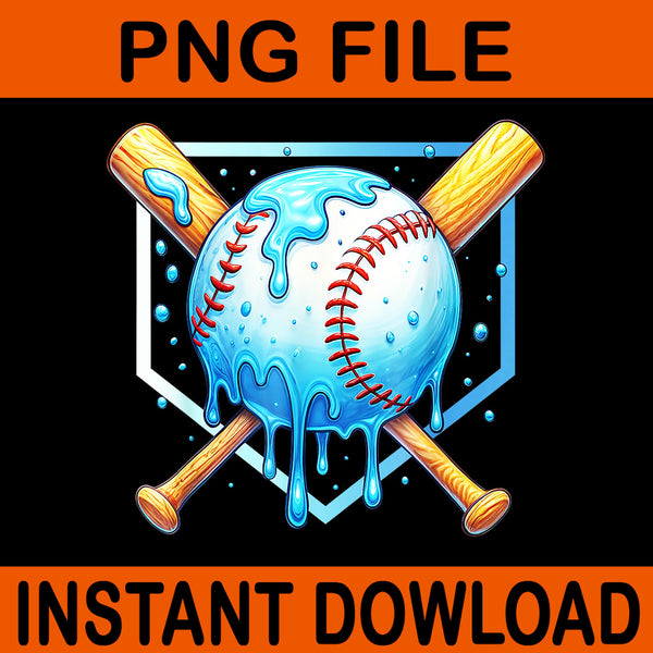 Baseball Drip Boys PNG, Ice Cream Drip Youth Sport Game Day PNG, Baseball Dripping Ice Cream PNG