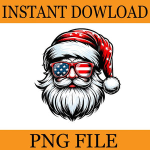 Santa Claus Patriotic USA Sunglasses Christmas In July Santa PNG