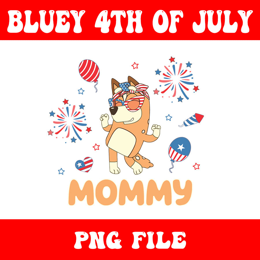 Bluey Mommy 4th Of July PNG