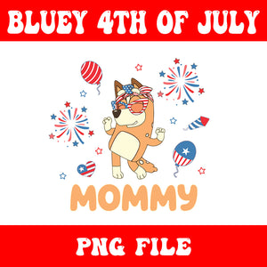 Bluey Mommy 4th Of July PNG