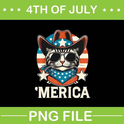 'MERICA American Cat Sunglasses PNG, Cat Merica  4th Of July PNG