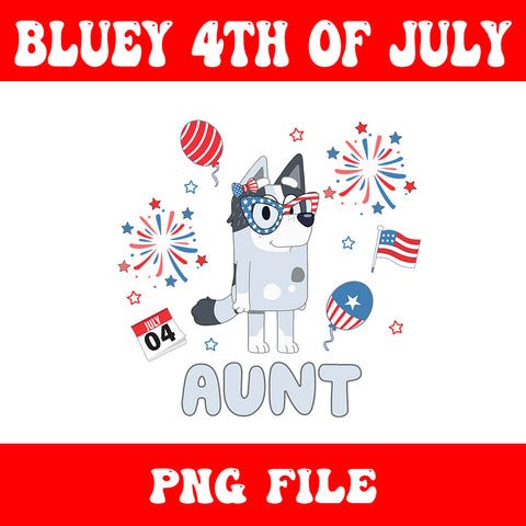 4th Of July Bluey PNG, Red White Bluey PNG, Bluey Aunt PNG 