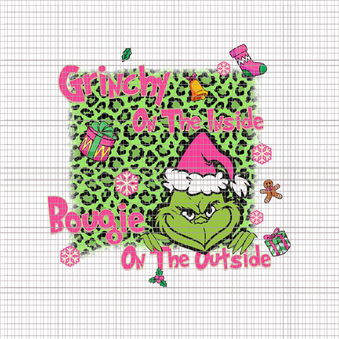 Grinchy On The Inside Bougie On The Outside Png, Pink Grinch Png, Pink Christmas Png, Pink Grinchmas Png