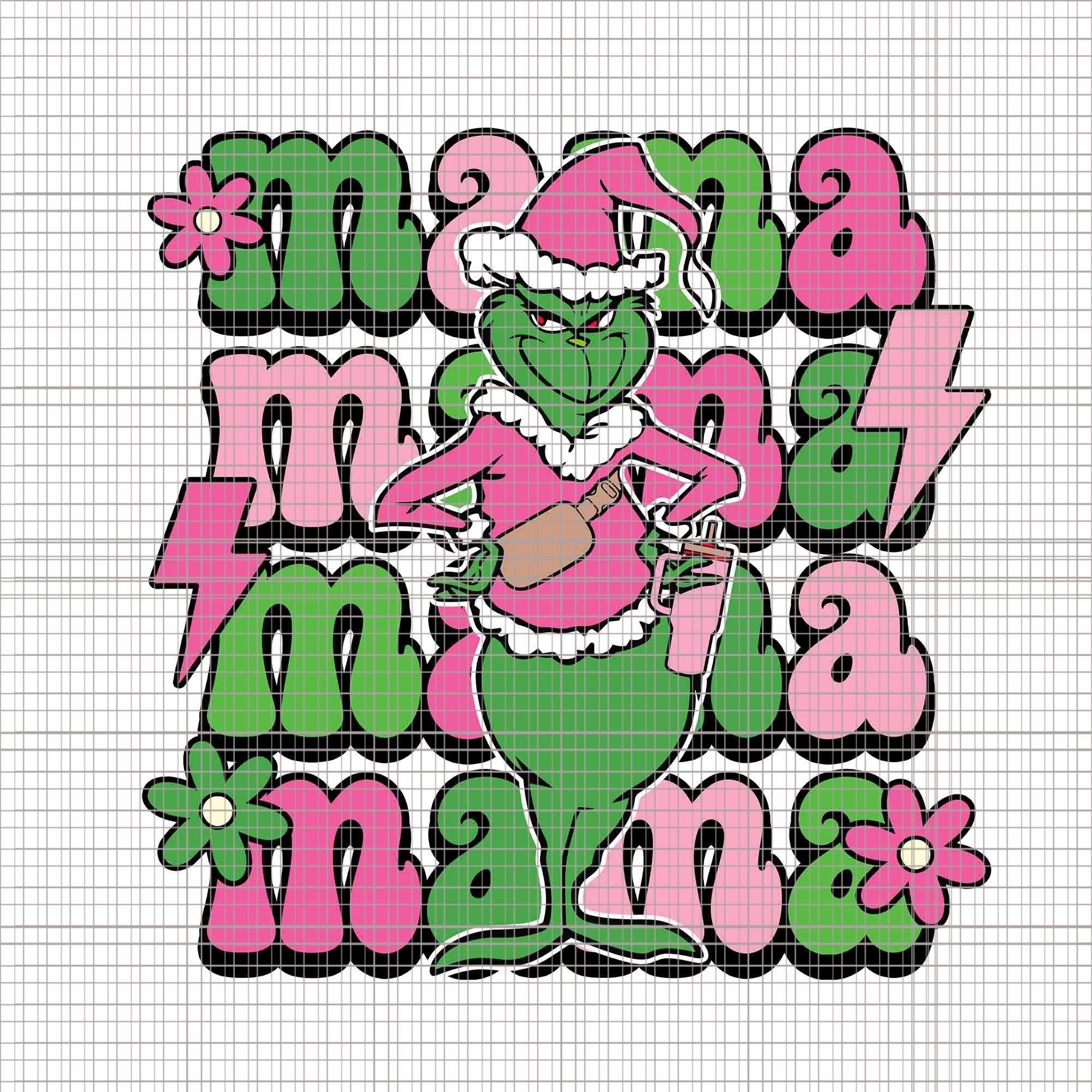 Mama Grinch Png, Pink Grinch Png, Pink Christmas Png, Pink Grinchmas Png