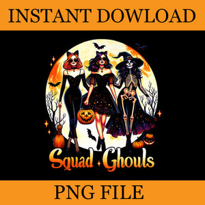 Squad Ghouls Witches PNG, Trendy Walking Ghouls Witches Squad Halloween PNG