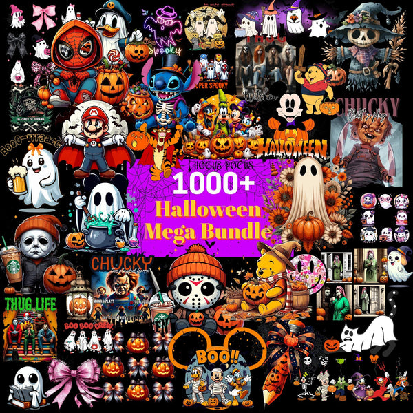 Halloween Mega Bundle Png, Horror Film Designs, Retro Halloween Png Bundle, Fall Png Bundle, Spooky Vibes Png, Trick Or Treat, Cartoon