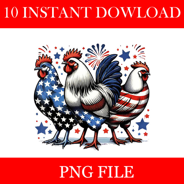 Chicken USA Flag Patriotic PNG, Chicken Lover 4th of July PNG