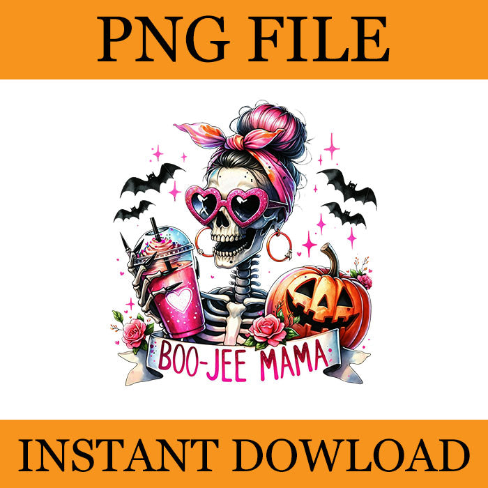 Boo-Jee Mama Skeleton PNG, Spooky Season Jack O Lantern Halloween PNG