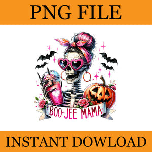 Boo-Jee Mama Skeleton PNG, Spooky Season Jack O Lantern Halloween PNG