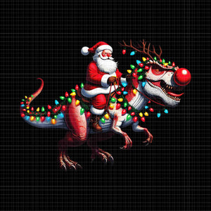 Funny Santa Riding A Reindeer Dinosaur Christmas Png, Santa Christmas Png, Santa Png, Dinosaur Xmas Png