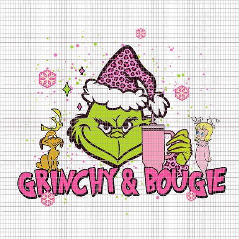Grinchy & Bougie Png, Pink Grinch Png, Pink Christmas Png, Pink Grinchmas Png