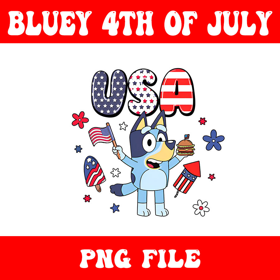 Bluey 4th Of July PNG, Red White Bluey PNG, Bluey 4th Of July Est 1776 PNG 