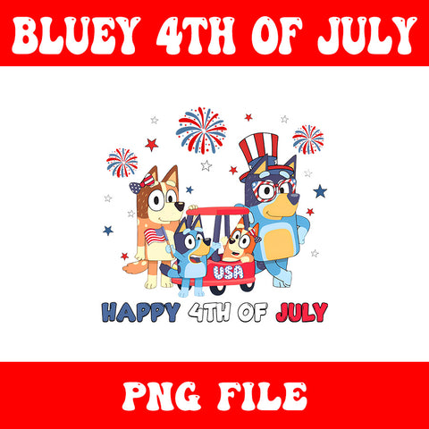 Bluey 4th Of July PNG, Red White Bluey PNG, Bluey Happy 4th Of July Est 1776 PNG