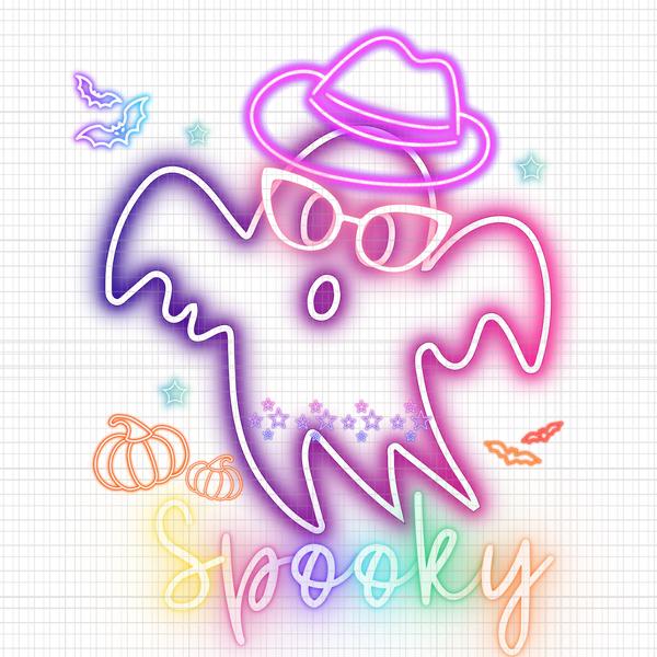 Ghost Shaped Neon Light PNG, Halloween Cute Ghost Coffee PNG, Trendy Bougie Boo PNG, Ghost Spooky Vibes PNG, Cute Ghost PNG