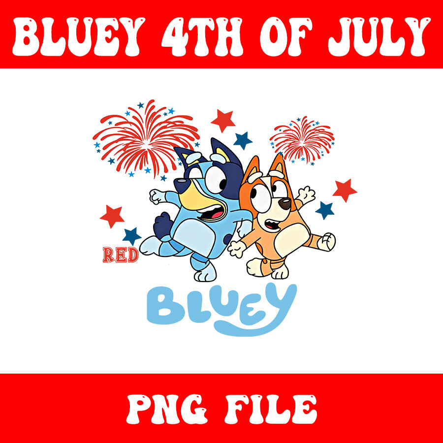 Bluey 4th Of July PNG, Red White Bluey PNG