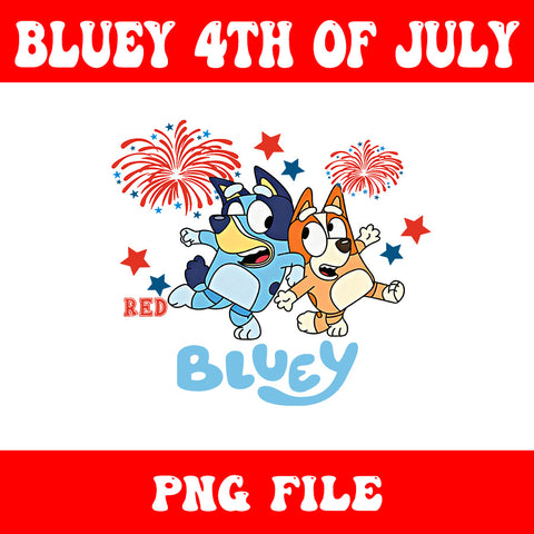 Bluey 4th Of July PNG, Red White Bluey PNG