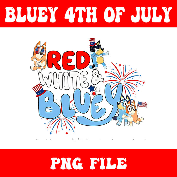 Bluey 4th Of July PNG, Red White Bluey PNG