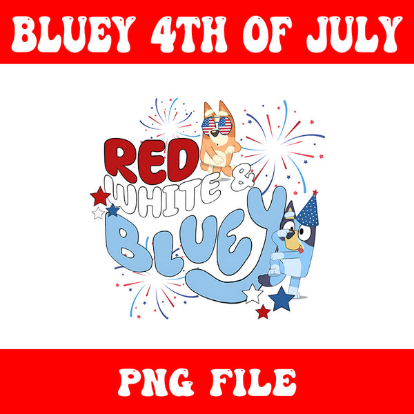 Bluey 4th Of July PNG, Red White Bluey PNG