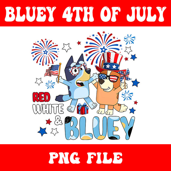 Bluey 4th Of July PNG, Red White Bluey PNG