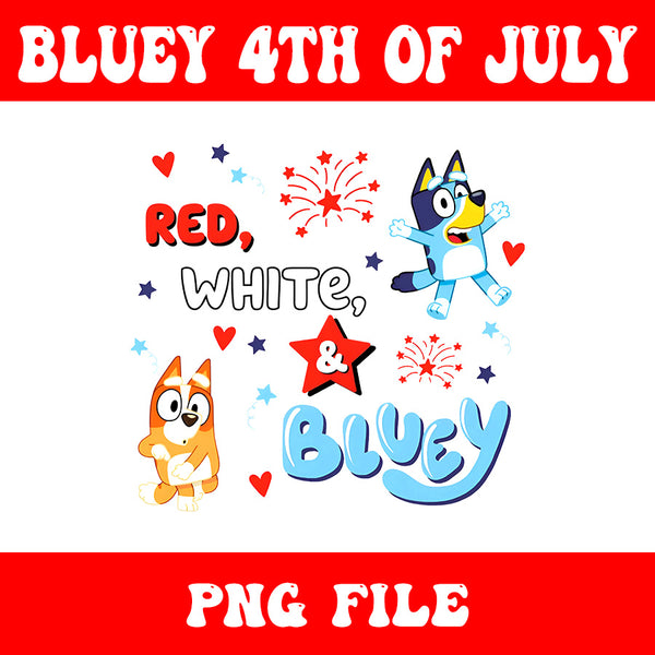 Bluey 4th Of July PNG, Red White Bluey PNG