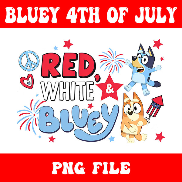 Bluey 4th Of July PNG, Red White Bluey PNG