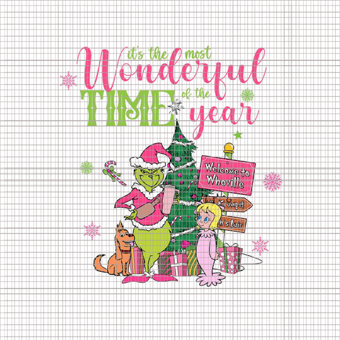 It's The Most Wonderful Time Of The Year Png, Grinch Christmas Png, Pink Grinch Png, Pink Christmas Png, Pink Grinchmas Png