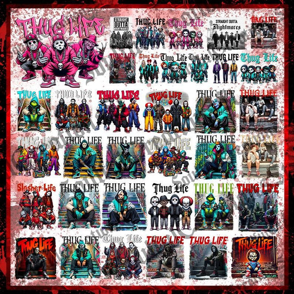 Bundle Thug Life Halloween Character Png, Horror Movie Png, Movie Killers Png, Series Killer Halloween Png, Old School Halloween Movie Png