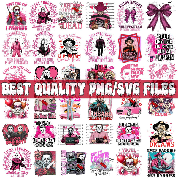 Bundle Horror Friend Movie Halloween PNG, Pink Ghost Halloween PNG