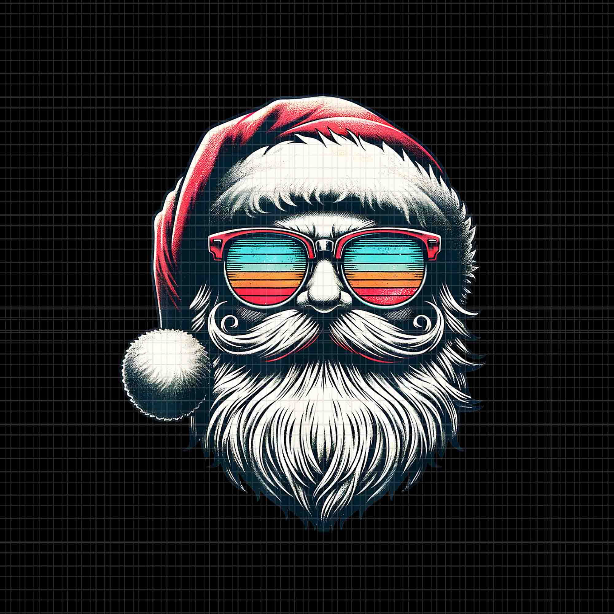 Santa Face Retro Sunglasses Christmas Xmas Men Women Kids Png, Santa Christmas Png, Santa Png, Santa Sunglasses Png