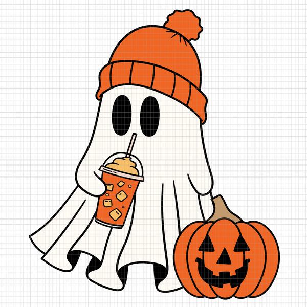 Cute Ghost Coffee Halloween PNG, Ghost Flower PNG, Trendy Bougie Boo PNG, Ghost Spooky Vibes PNG