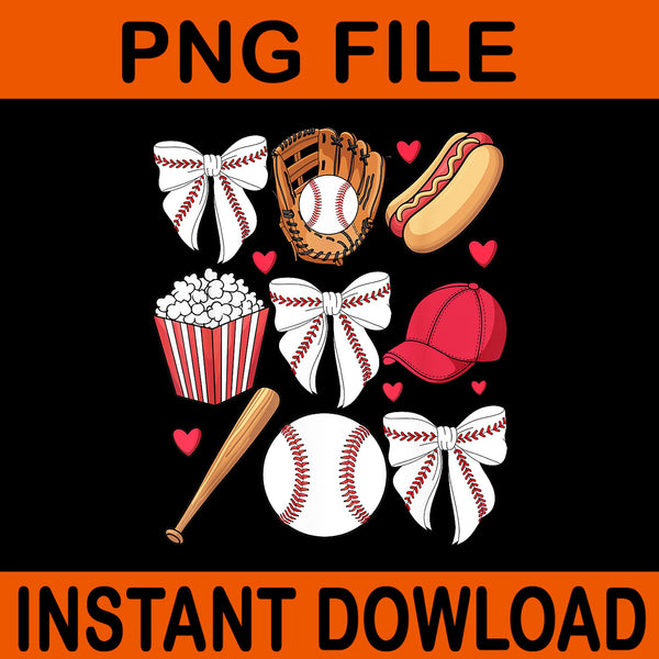 Baseball Coquette Bow PNG, Baseball Cheer Mom Mama PNG