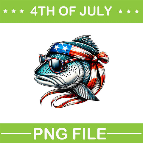 Salmon American Usa Flag Sunglasses 4Th Of July Fish PNG, Fish 4th Of July PNG