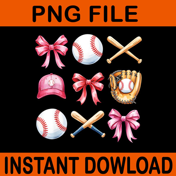 Baseball Coquette Bow PNG, Baseball Cheer Mom Mama PNG