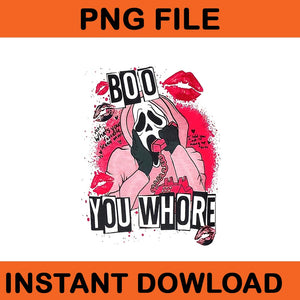 Boo You Whore Ghost Halloween PNG, Ghost Pink Halloween PNG