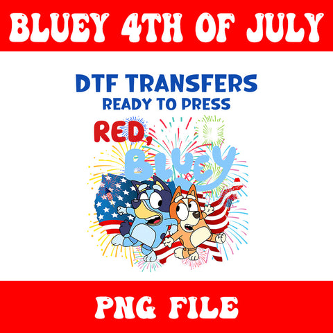 DTF Transfers Ready To Press Red Bluey PNG