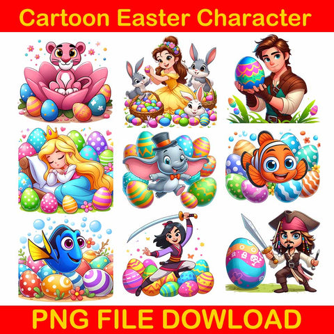 Cartoon Easter Character  Bundle Png, Princess Easter Egg Png