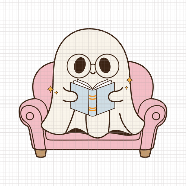 Ghost Reading Book PNG, Halloween Cute Ghost Coffee PNG, Trendy Bougie Boo PNG, Ghost Spooky Vibes PNG, Book Ghost Halloween PNG