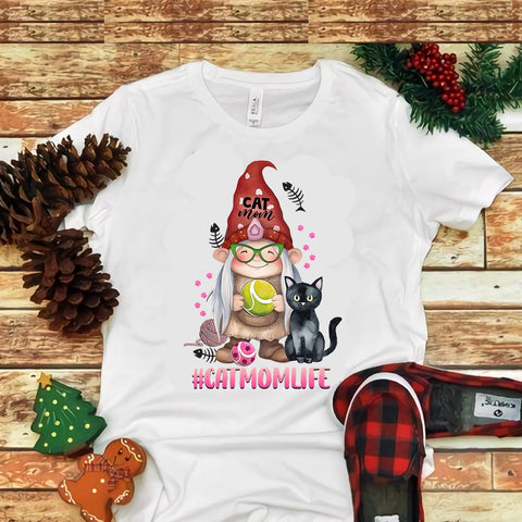 Cat Momlife Gnome Png, Cat Mom Png